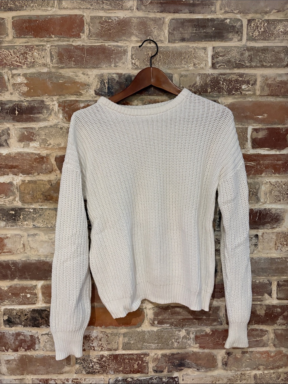 American Apparel White/Light Ivory Crewneck Knit Sweater